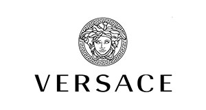The image is a logo with the word VERSACE in capital letters, accompanied by an emblem featuring a face.